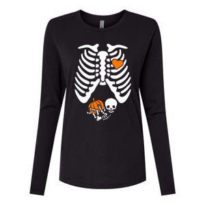 Skeleton Pregnancy Announcement Mom Halloween Womens Cotton Relaxed Long Sleeve T-Shirt