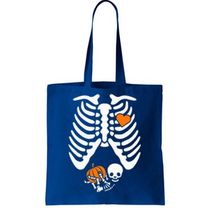 Skeleton Pregnancy Announcement Mom Halloween Tote Bag