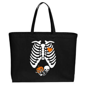 Skeleton Pregnancy Announcement Mom Halloween Cotton Canvas Jumbo Tote