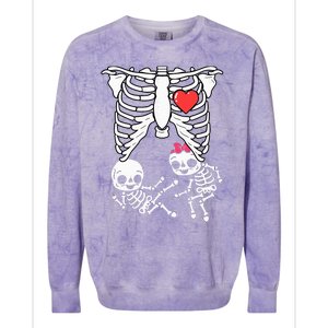 Skeleton Pregnancy Announcement Twins Xray Colorblast Crewneck Sweatshirt