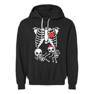 Skeleton Pregnancy Announcement Twins Xray Garment-Dyed Fleece Hoodie