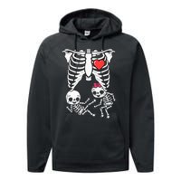 Skeleton Pregnancy Announcement Twins Xray Performance Fleece Hoodie