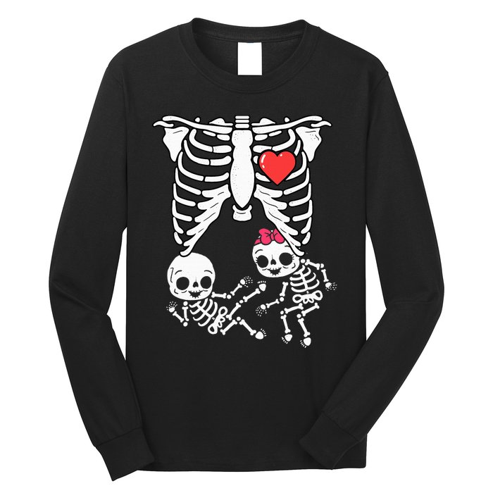 Skeleton Pregnancy Announcement Twins Xray Long Sleeve Shirt