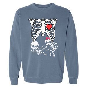 Skeleton Pregnancy Announcement Twins Xray Garment-Dyed Sweatshirt