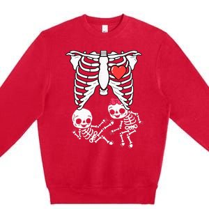 Skeleton Pregnancy Announcement Twins Xray Premium Crewneck Sweatshirt