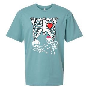 Skeleton Pregnancy Announcement Twins Xray Sueded Cloud Jersey T-Shirt