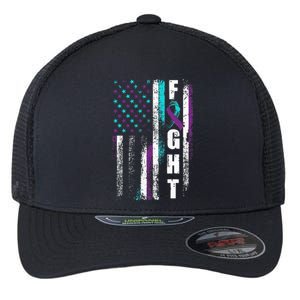 Suicide Prevention Awareness American Flag Distress Flexfit Unipanel Trucker Cap