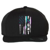 Suicide Prevention Awareness American Flag Distress Wool Snapback Cap