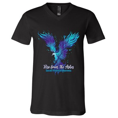 Suicide Prevention Awareness Phoenix Rise From The Ashes V-Neck T-Shirt