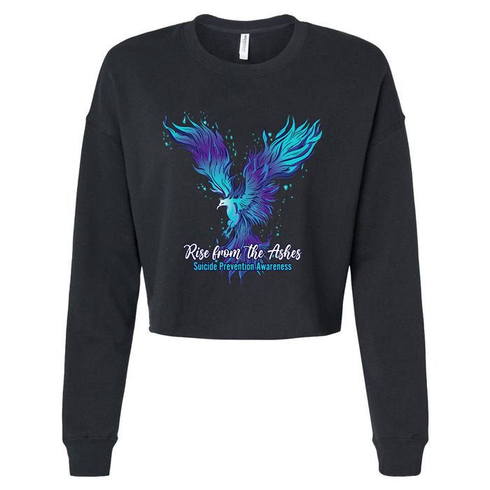 Suicide Prevention Awareness Phoenix Rise From The Ashes Cropped Pullover Crew
