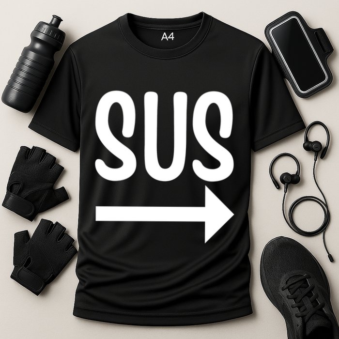 Sus Pointing Arrow Right Gaming Meme Impostor Kinda Sus Performance Shirt