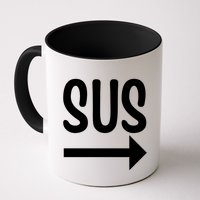 Sus Pointing Arrow Right Gaming Meme Impostor Kinda Sus Mug