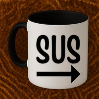 Sus Pointing Arrow Right Gaming Meme Impostor Kinda Sus Mug