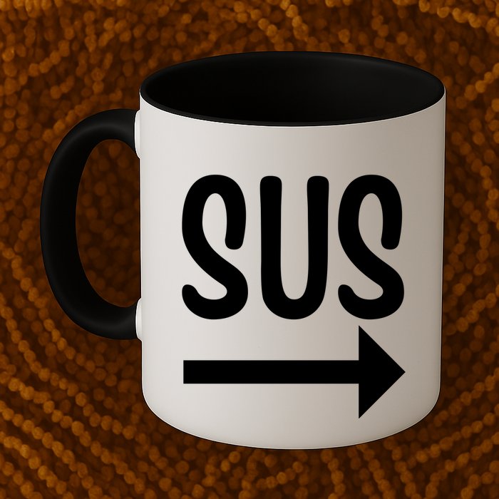 Sus Pointing Arrow Right Gaming Meme Impostor Kinda Sus Mug