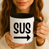 Sus Pointing Arrow Right Gaming Meme Impostor Kinda Sus Mug