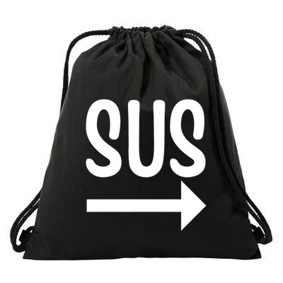 Sus Pointing Arrow Right Gaming Meme Impostor Kinda Sus Drawstring Bag
