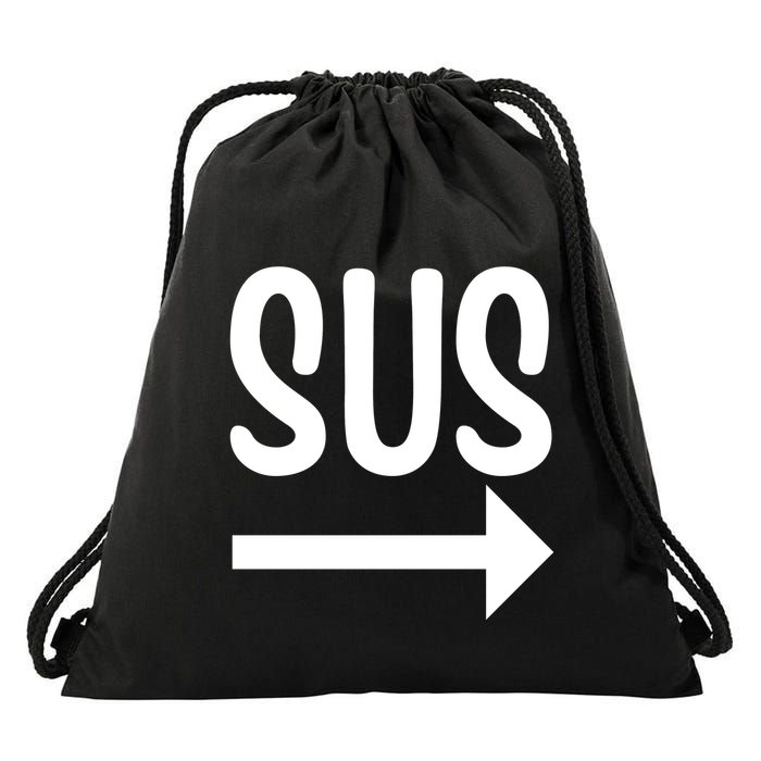 Sus Pointing Arrow Right Gaming Meme Impostor Kinda Sus Drawstring Bag