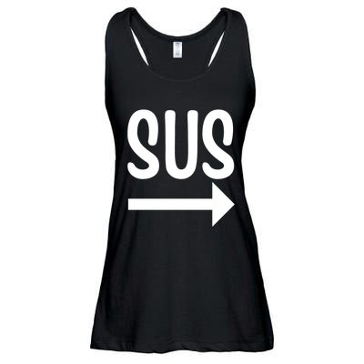 Sus Pointing Arrow Right Gaming Meme Impostor Kinda Sus Ladies Essential Flowy Tank