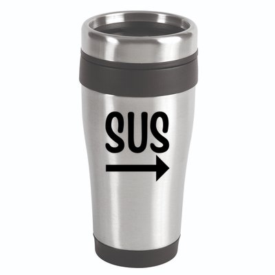 Sus Pointing Arrow Right Gaming Meme Impostor Kinda Sus 16oz Travel Tumbler