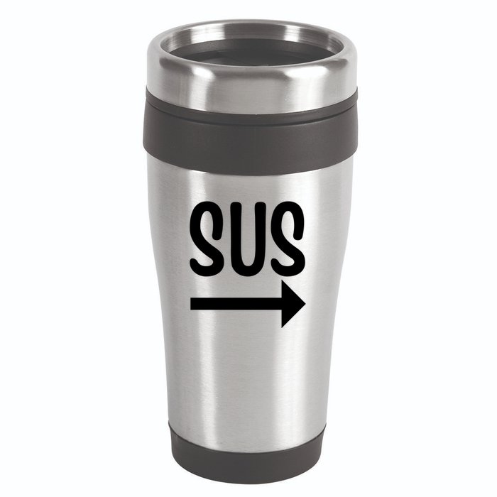 Sus Pointing Arrow Right Gaming Meme Impostor Kinda Sus 16oz Travel Tumbler