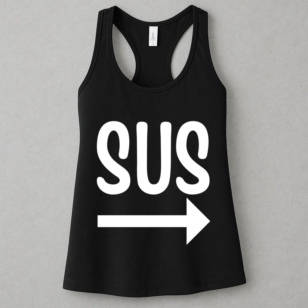 Sus Pointing Arrow Right Gaming Meme Impostor Kinda Sus Womens Tank Top