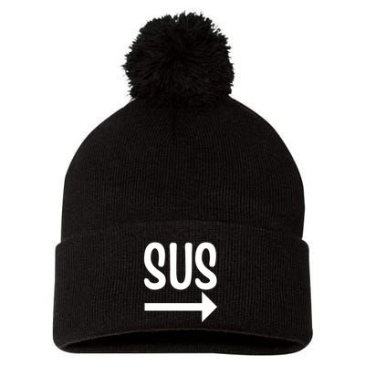 Sus Pointing Arrow Right Gaming Meme Impostor Kinda Sus Pom Pom 12in Knit Beanie