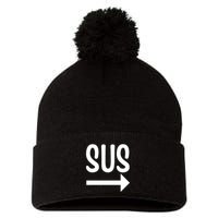 Sus Pointing Arrow Right Gaming Meme Impostor Kinda Sus Pom Pom 12in Knit Beanie