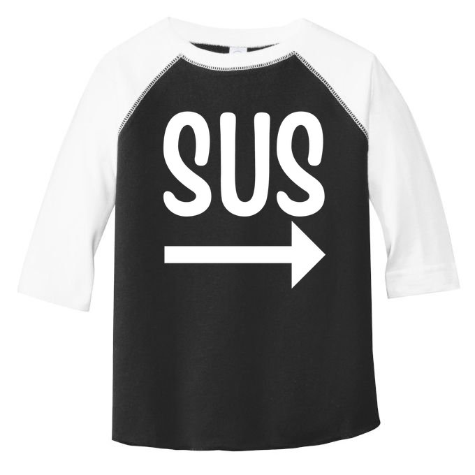 Sus Pointing Arrow Right Gaming Meme Impostor Kinda Sus Toddler Fine Jersey T-Shirt