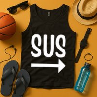 Sus Pointing Arrow Right Gaming Meme Impostor Kinda Sus Tank Top