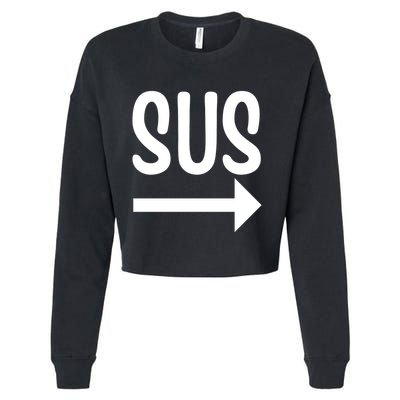 Sus Pointing Arrow Right Gaming Meme Impostor Kinda Sus Cropped Pullover Crew