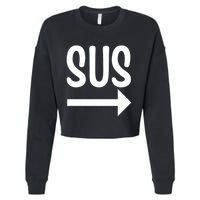 Sus Pointing Arrow Right Gaming Meme Impostor Kinda Sus Cropped Pullover Crew