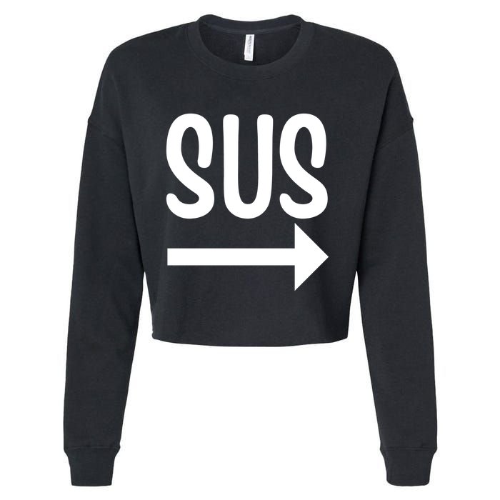 Sus Pointing Arrow Right Gaming Meme Impostor Kinda Sus Cropped Pullover Crew