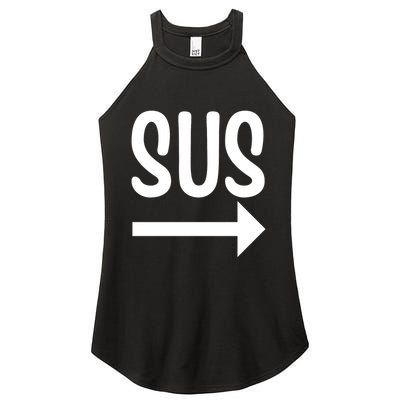 Sus Pointing Arrow Right Gaming Meme Impostor Kinda Sus Women's Perfect Tri Rocker Tank