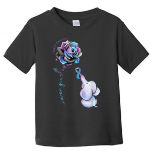 Suicide Prevention Awareness Flower Elephant Ribbon Gift Toddler T-Shirt