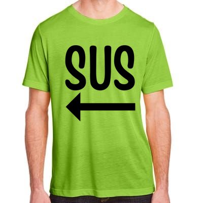 Sus Pointing Arrow Left Gaming Meme Impostor Kinda Sus Adult ChromaSoft Performance T-Shirt