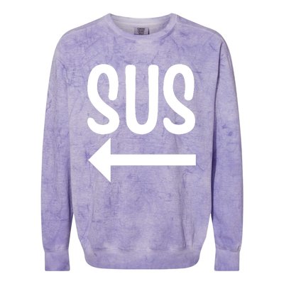 Sus Pointing Arrow Left Gaming Meme Impostor Kinda Sus Colorblast Crewneck Sweatshirt