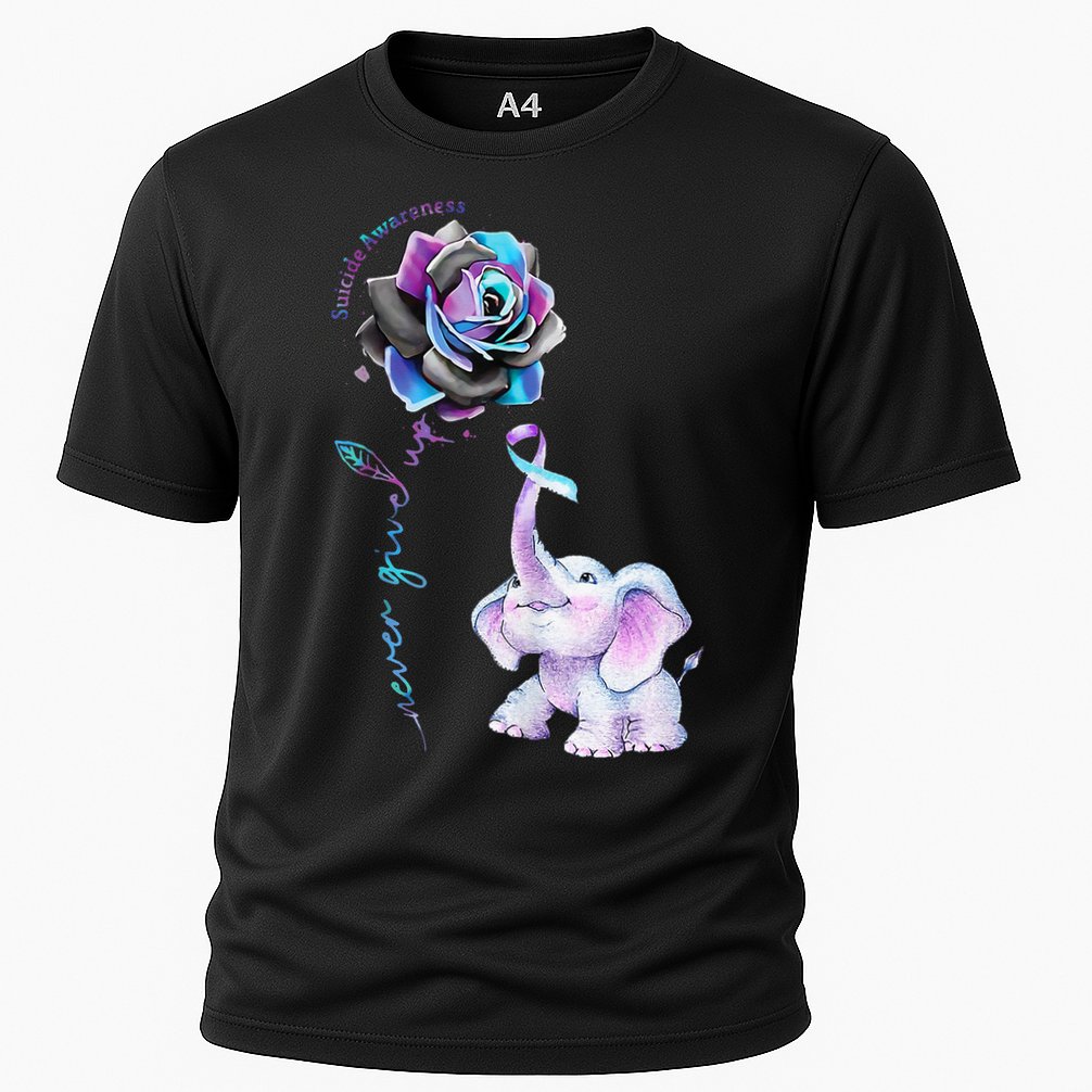 Suicide Prevention Awareness Flower Elephant Ribbon Gift Cooling Performance Crew T-Shirt