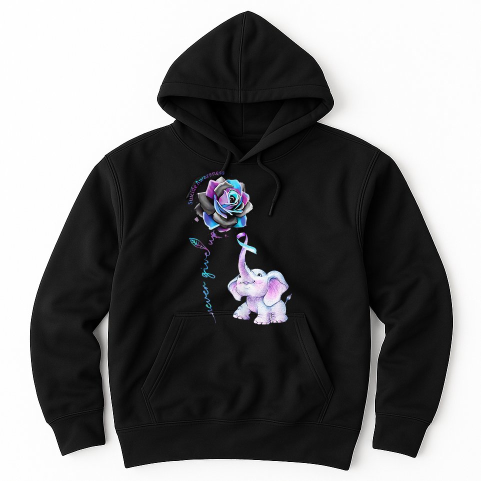 Suicide Prevention Awareness Flower Elephant Ribbon Gift Hoodie