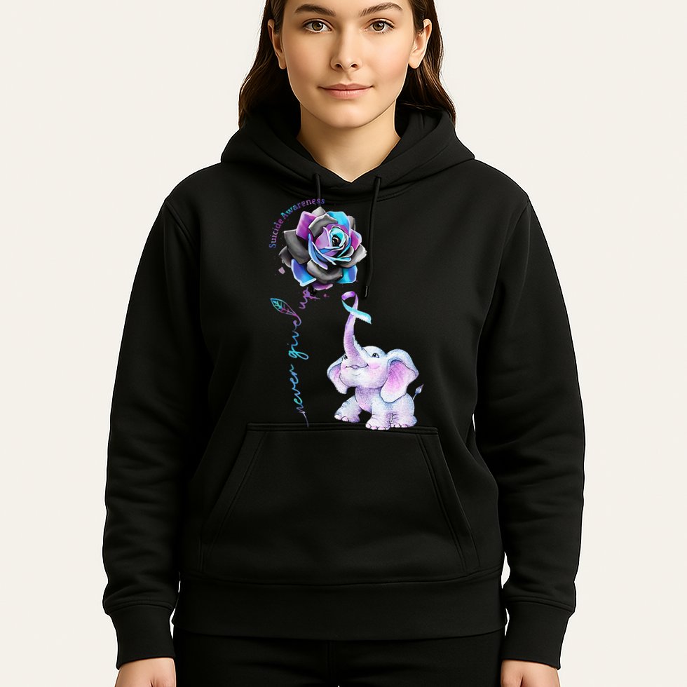 Suicide Prevention Awareness Flower Elephant Ribbon Gift Hoodie