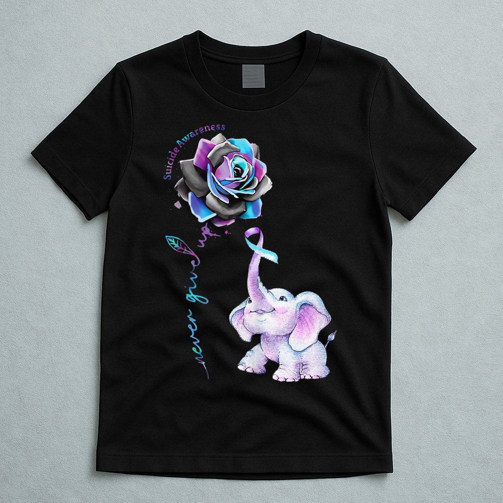 Suicide Prevention Awareness Flower Elephant Ribbon Gift T-Shirt