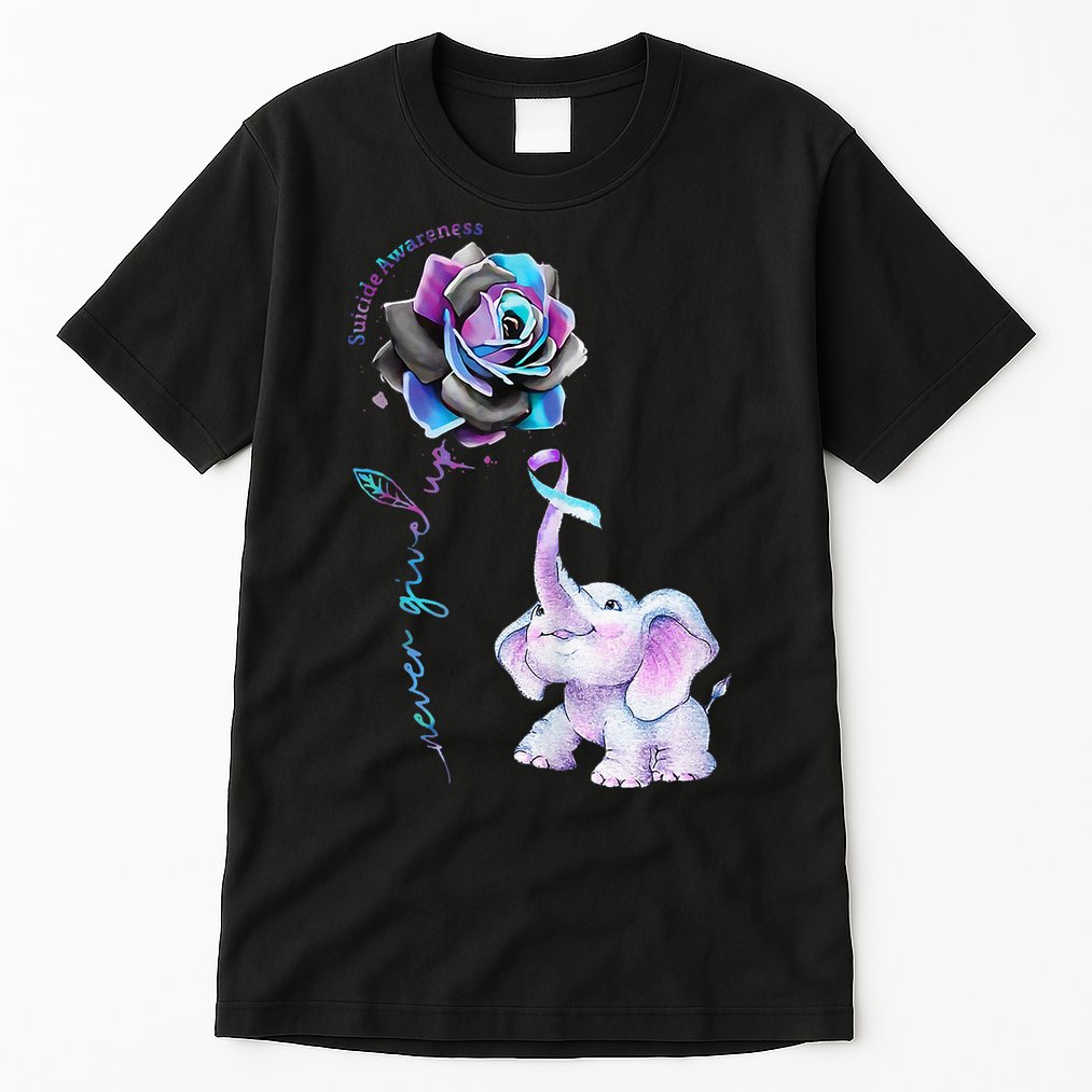 Suicide Prevention Awareness Flower Elephant Ribbon Gift Tall T-Shirt