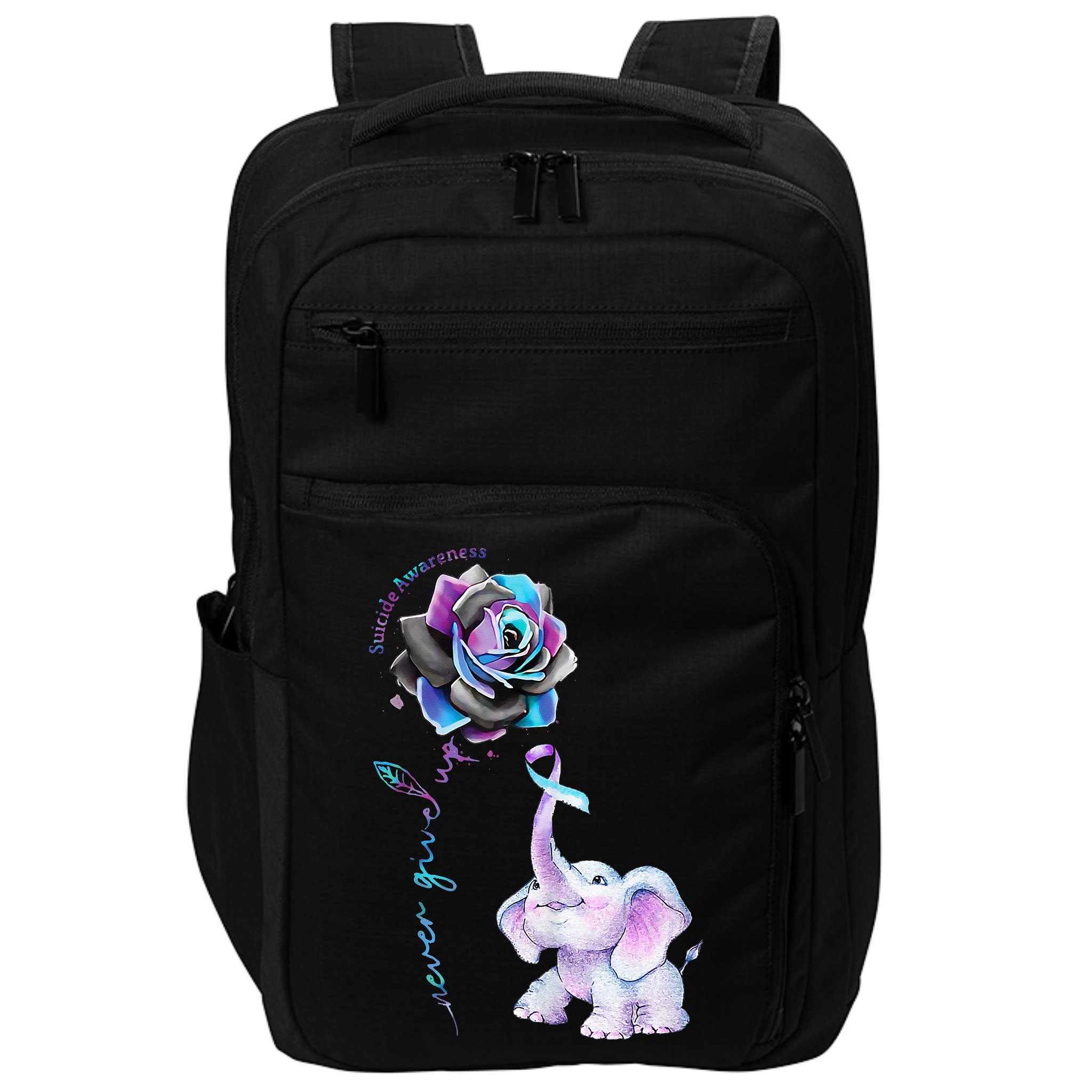 Suicide Prevention Awareness Flower Elephant Ribbon Gift Impact Tech Backpack