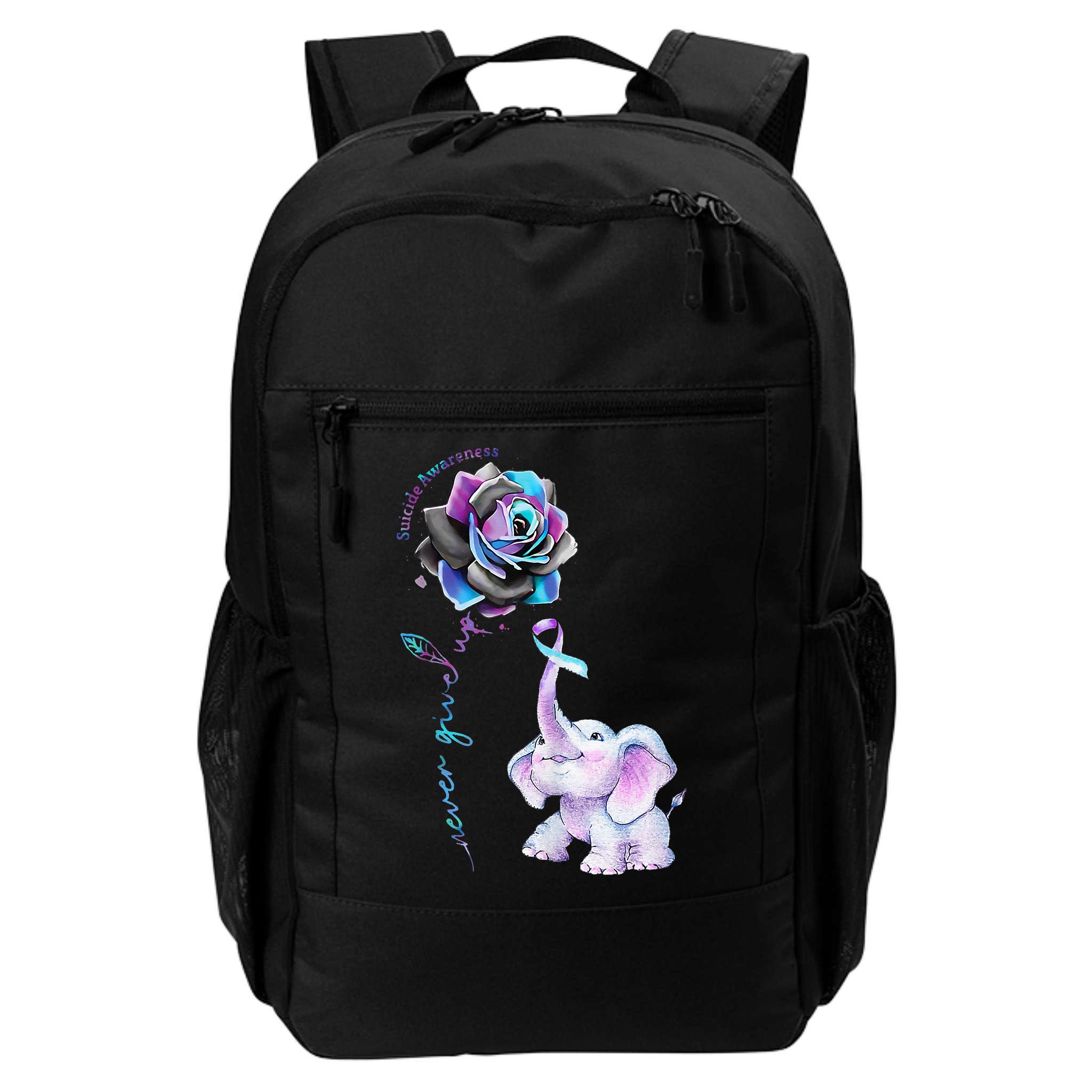 Suicide Prevention Awareness Flower Elephant Ribbon Gift Backpack