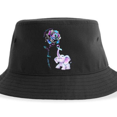 Suicide Prevention Awareness Flower Elephant Ribbon Gift Sustainable Bucket Hat