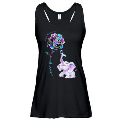 Suicide Prevention Awareness Flower Elephant Ribbon Gift Ladies Essential Flowy Tank