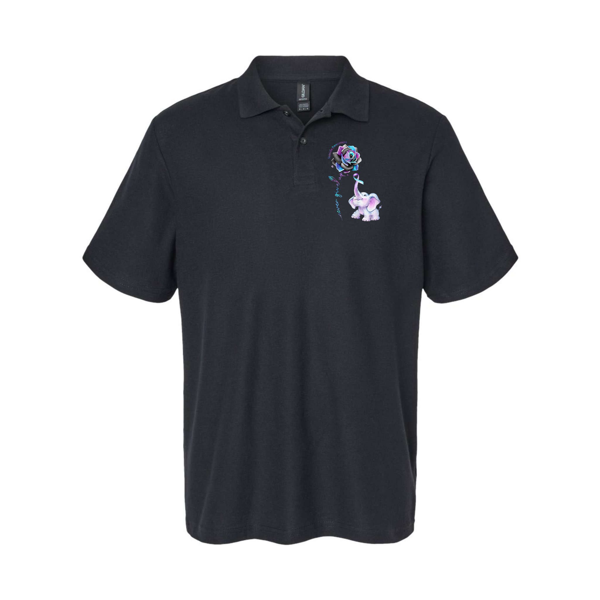 Suicide Prevention Awareness Flower Elephant Ribbon Gift Polo