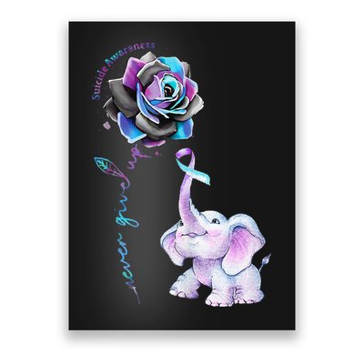 Suicide Prevention Awareness Flower Elephant Ribbon Gift Poster