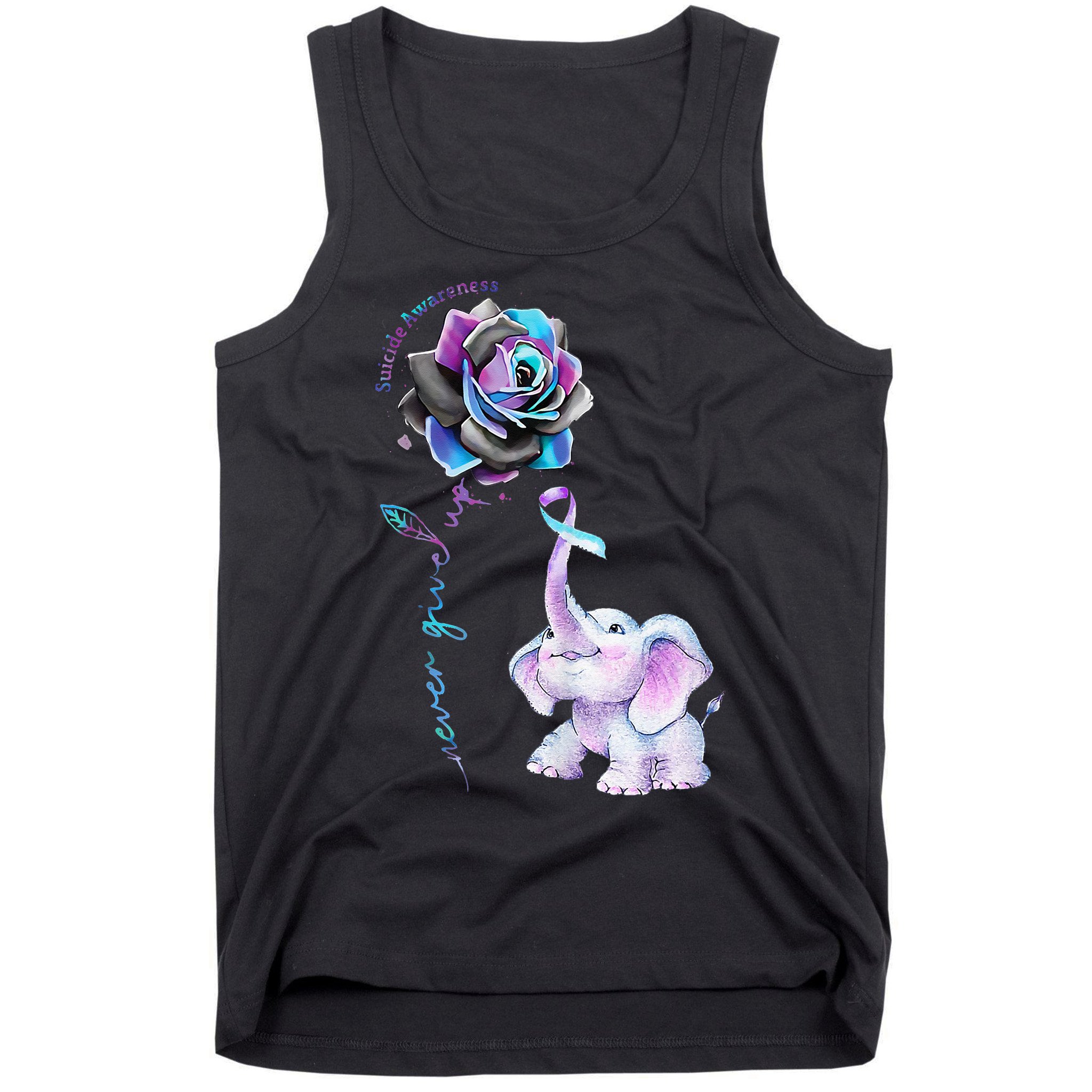 Suicide Prevention Awareness Flower Elephant Ribbon Gift Tank Top