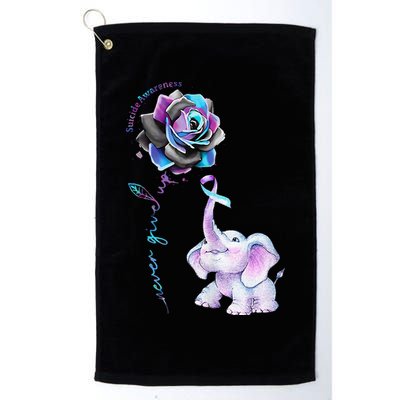 Suicide Prevention Awareness Flower Elephant Ribbon Gift Golf Towel