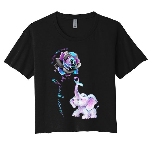 Suicide Prevention Awareness Flower Elephant Ribbon Gift Crop Top